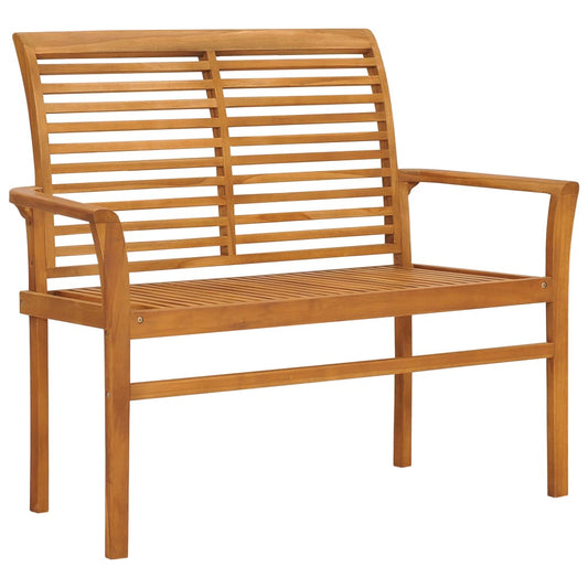 Havebænk 112 Cm Massivt Teaktræ Beige Og Lysebrun