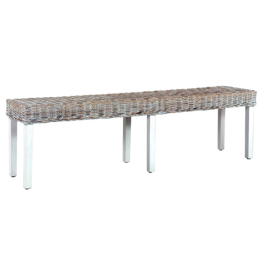 Bænk 160 Cm Naturlig Kubu-Rattan Massivt Mangotræ