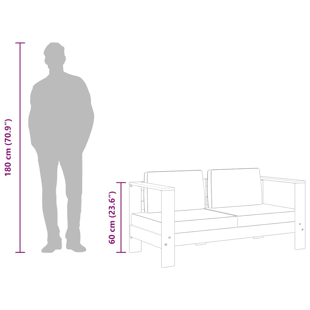 Havesofa 140 Cm Med Hynder Massivt Akacietræ