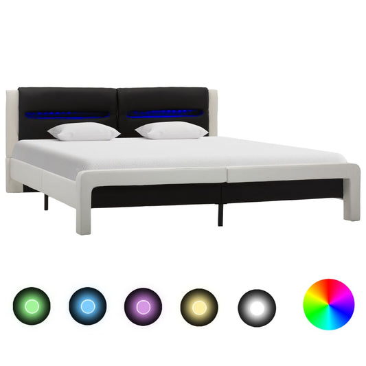 Sengestel Med Led Kunstlæder Og Sort