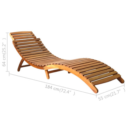 Liggestol 2 Pcs Brun 55 X 184 X 64cm Massivt Akacietræ - Billede 5