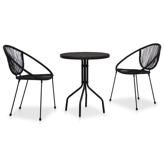 Bistrosæt 3 Dele Polyrattan Sort