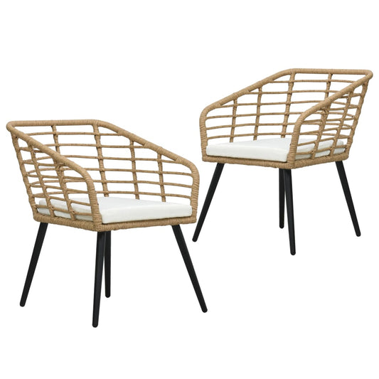 Havestole Med Hynder 2 Stk. Polyrattan Egetræsfarve