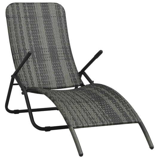 Foldbar Liggestol Polyrattan Grå