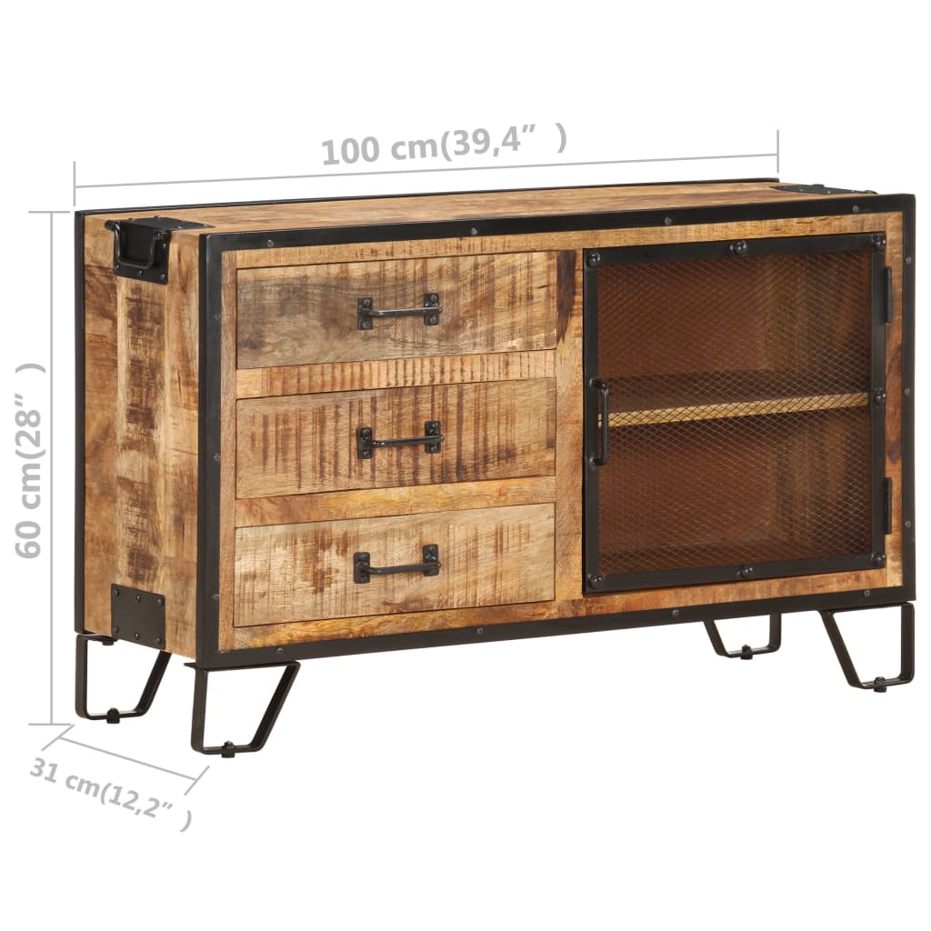Skænk 100x31x60 Cm Massivt Ru Mangotræ - Billede 10