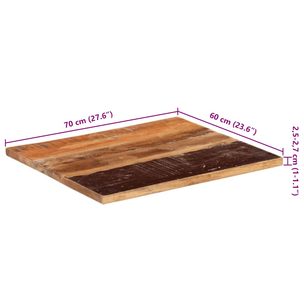 Bordplade 60x70 Cm 25-27 Mm Rektangulær Massivt Genbrugstræ - Billede 11