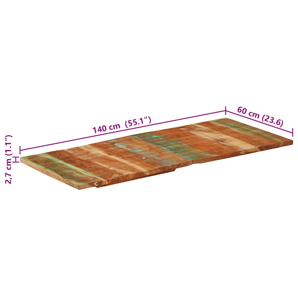 Rektangulær Bordplade 60x140 Cm 25-27 Mm Massivt Genbrugstræ - Billede 12