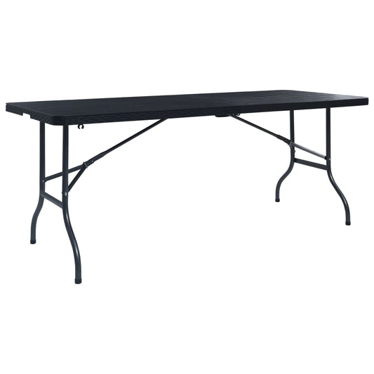 Foldbart Havebord 180X75X72 Cm Hdpe Imiteret Rattan Sort Hvid
