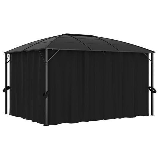 Pavillon Med Gardiner 400X300X265 Cm Antracitgrå Brun