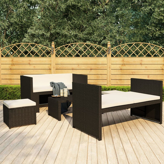 Haveloungesæt 5 Dele Med Hynder Polyrattan