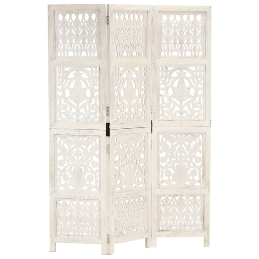 3-Panels Rumdeler Håndskåret 120 X 165 Cm Massivt Mangotræ