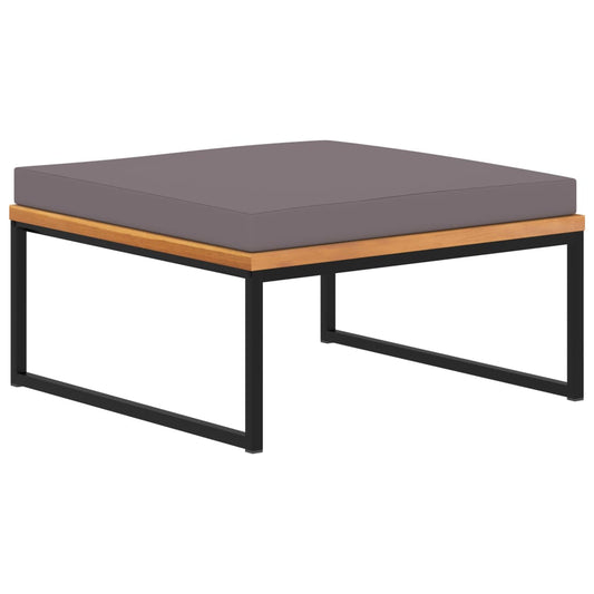 Fodskammel Med Hynde 66X66X36 Cm Massivt Akacietræ Mørkegrå