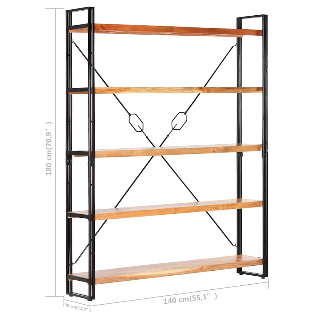 Bogreol I 5 Niveauer 140x30x180 Cm Massivt Akacietræ - Billede 6