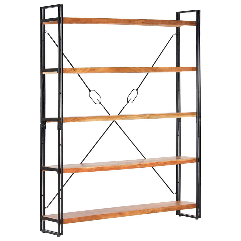 Bogreol I 5 Niveauer 140x30x180 Cm Massivt Akacietræ - Billede 7