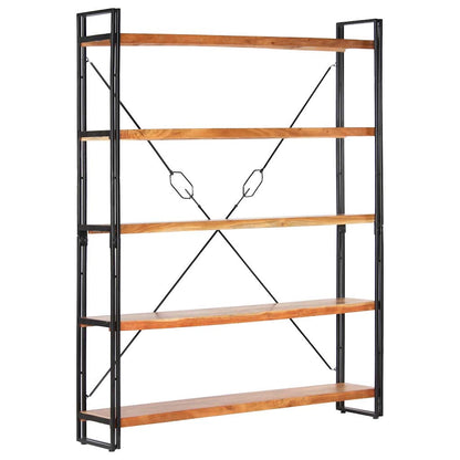Bogreol I 5 Niveauer 140x30x180 Cm Massivt Akacietræ - Billede 7