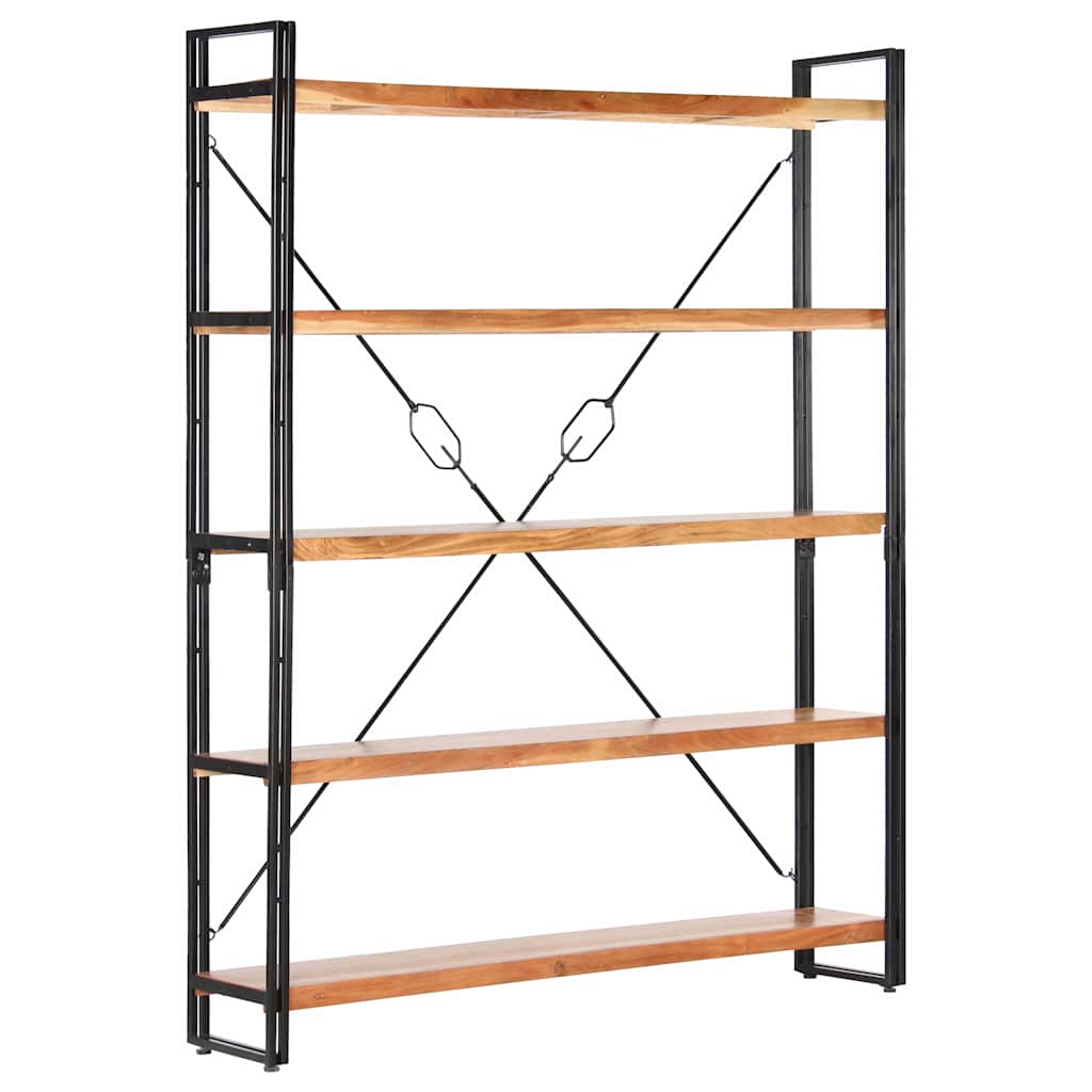 Bogreol I 5 Niveauer 140x30x180 Cm Massivt Akacietræ - Billede 8