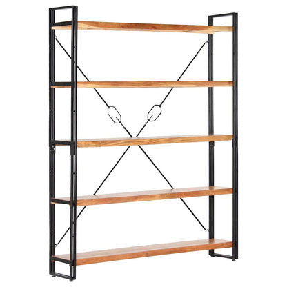 Bogreol I 5 Niveauer 140x30x180 Cm Massivt Akacietræ - Billede 8