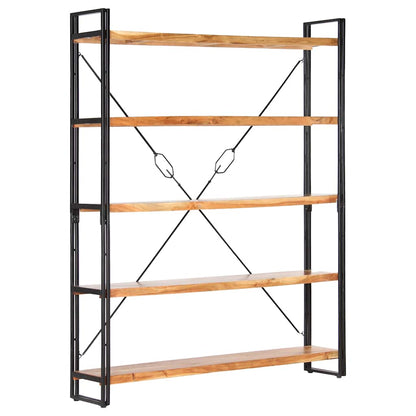 Bogreol I 5 Niveauer 140x30x180 Cm Massivt Akacietræ - Billede 9