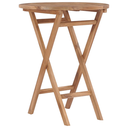 Foldbart Havebord Ø 60 Cm Massivt Teaktræ