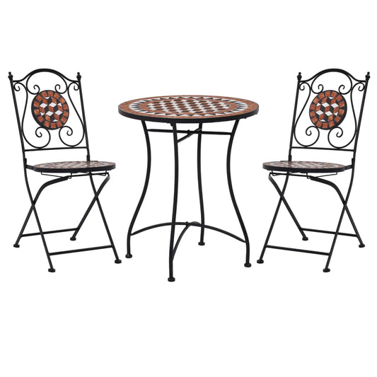 Bistrosæt 3 Dele Mosaikdesign Keramiske Fliser Terracotta