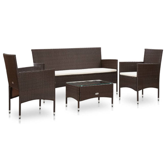 Haveloungesæt 4 Dele Med Hynder Polyrattan