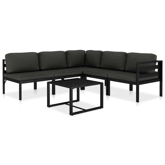 Loungesæt Med Hynder 6 Dele Aluminium Antracitgrå