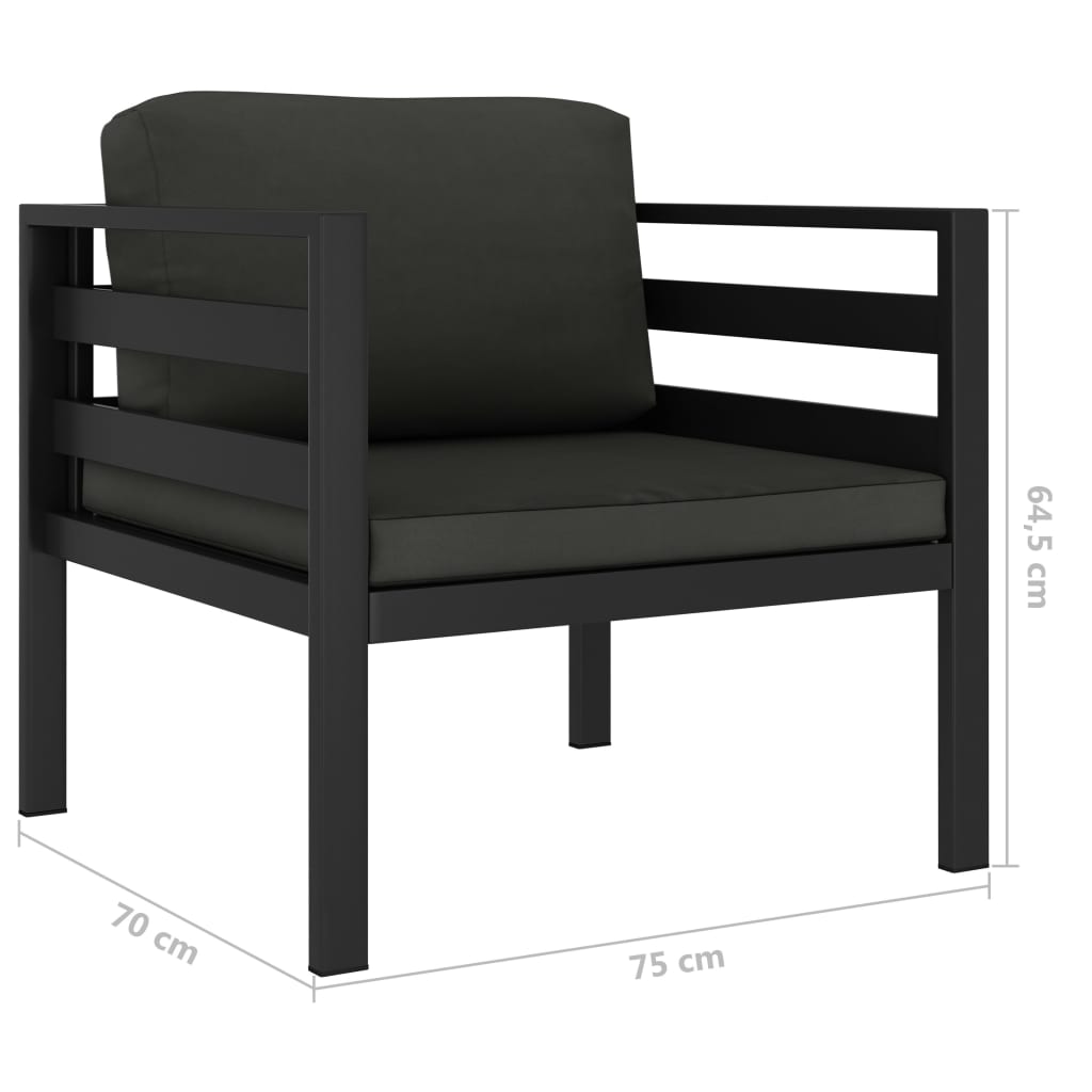 Loungesæt Med Hynder 6 Dele Aluminium Antracitgrå - Billede 7