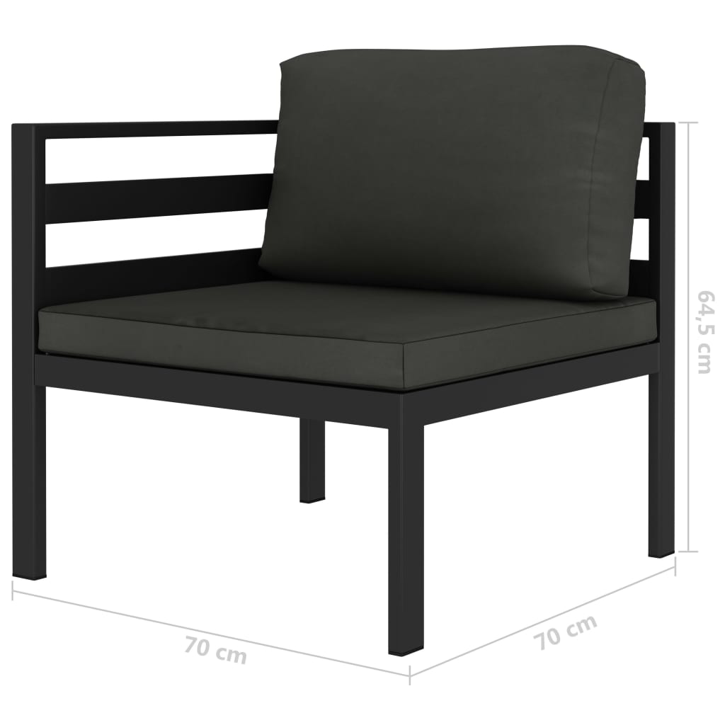 Loungesæt Med Hynder 6 Dele Aluminium Antracitgrå - Billede 8