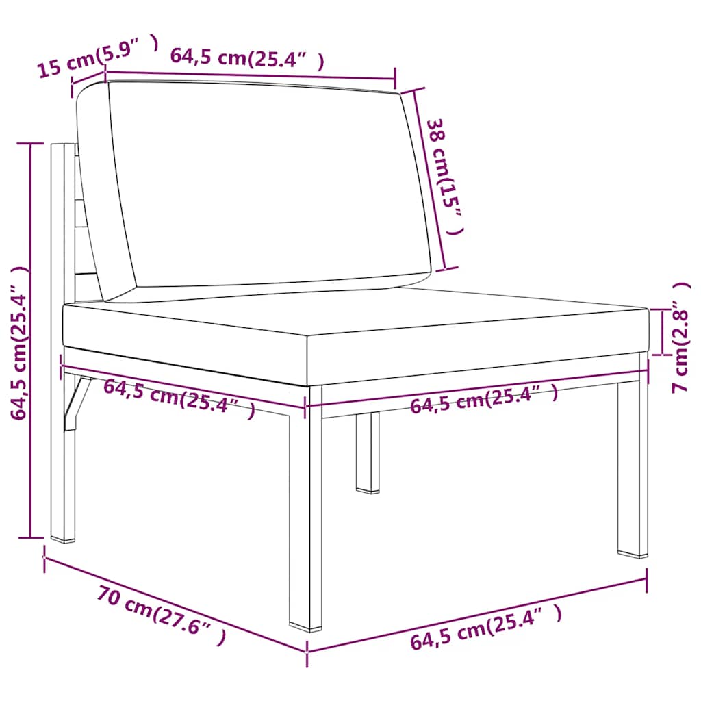 Midtermodul Til Sofa Med Hynder Aluminium