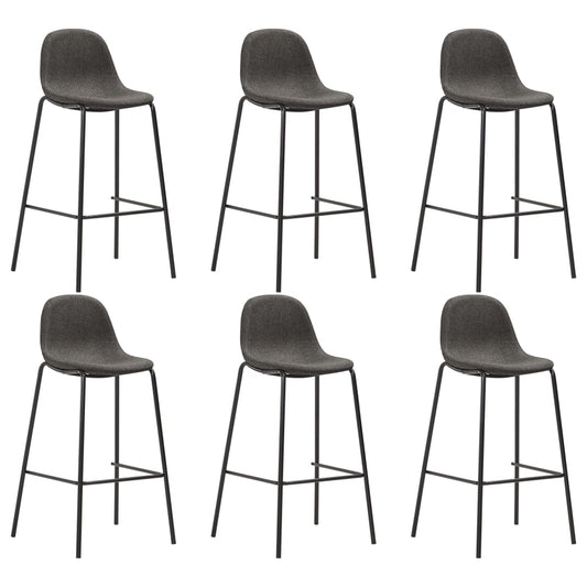 Barstole 6 Stk. Stof Mørkegrå
