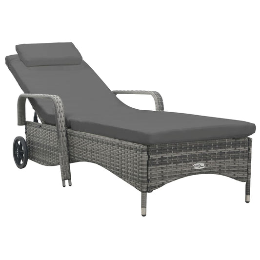 Liggestol Med Hjul Polyrattan Antracitgrå