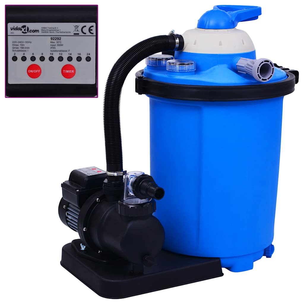 Sandfilterpumpe Med Timer 550 W 50 L - Hovedbillede