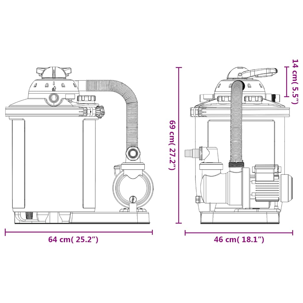 Sandfilterpumpe Med Timer 550 W 50 L - Billede 14
