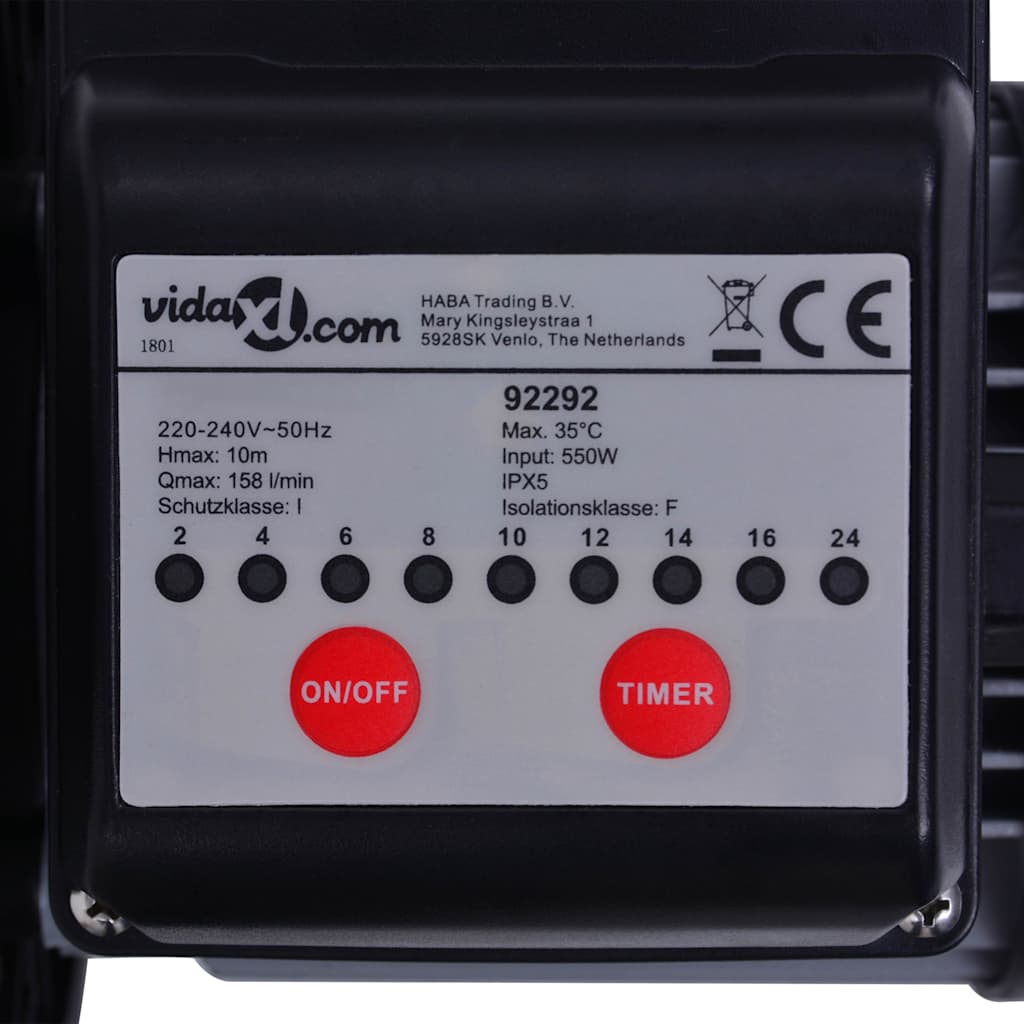 Sandfilterpumpe Med Timer 550 W 50 L - Billede 9