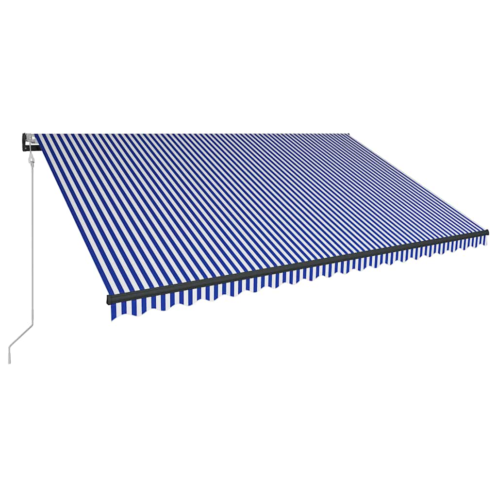 Markise Med Vindsensor Og LED 500x300 Cm Blå Og Hvid - Billede 3