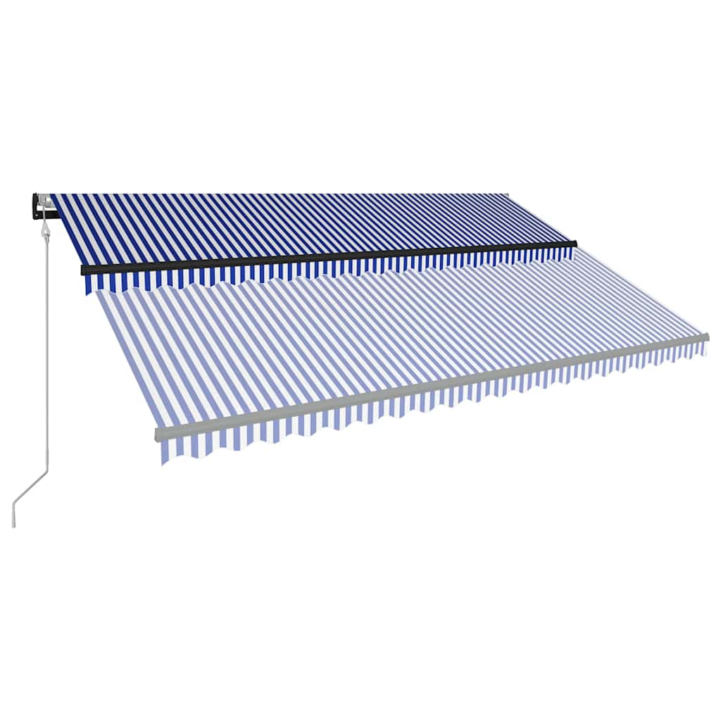 Markise Med Vindsensor Og LED 500x300 Cm Blå Og Hvid - Billede 4