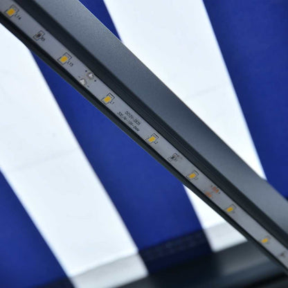 Markise Med Vindsensor Og LED 500x300 Cm Blå Og Hvid - Billede 8