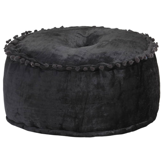 Puf 40x20 Cm Rund Velour Antracitgrå - Hovedbillede