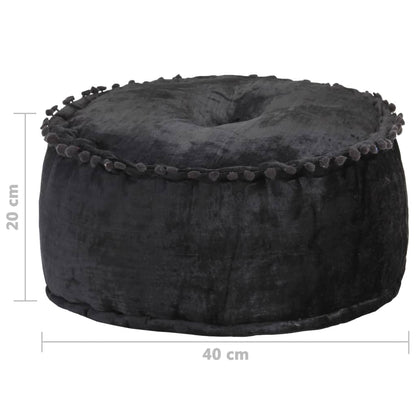 Puf 40x20 Cm Rund Velour Antracitgrå - Billede 4