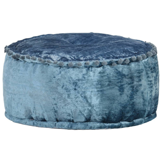 Puf 40x20 Cm Rund Velour Blå - Hovedbillede