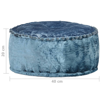 Puf 40x20 Cm Rund Velour Blå - Billede 4