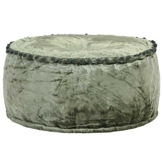 Puf 40x20 Cm Rund Velour Grøn - Hovedbillede