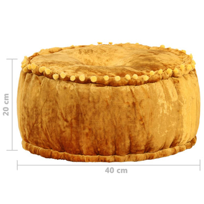 Puf 40x20 Cm Rund Velour Sennepsgul - Billede 4
