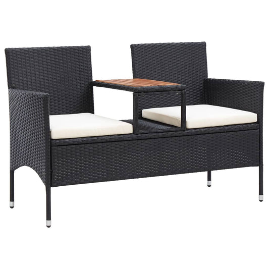 2-Personers Havebænk Med Tebord 143 Cm Polyrattan