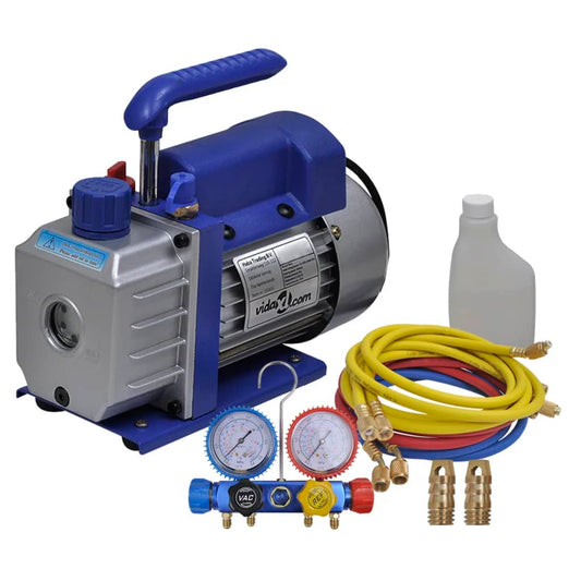 Ettrins-Vakuumpumpe Med Firevejs-Trykmålersæt Med Manifold