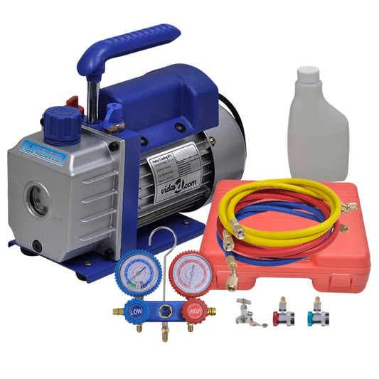 Ettrins-Vakuumpumpe Med Tovejs-Trykmålersæt Med Manifold