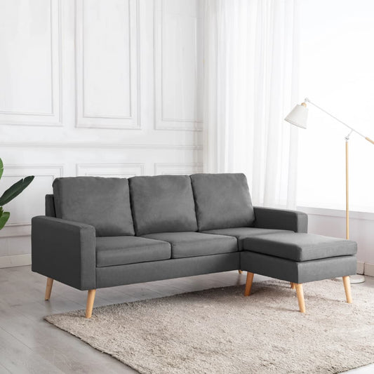 3-Personers Sofa Med Fodskammel Stof