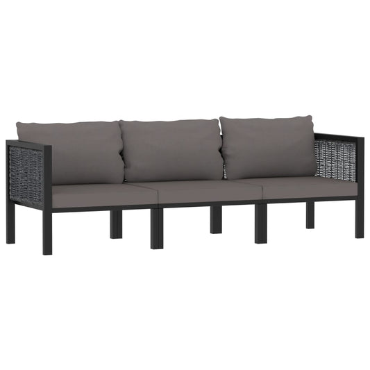 3-Personers Sofa Med Hynder Polyrattan Antracitgrå