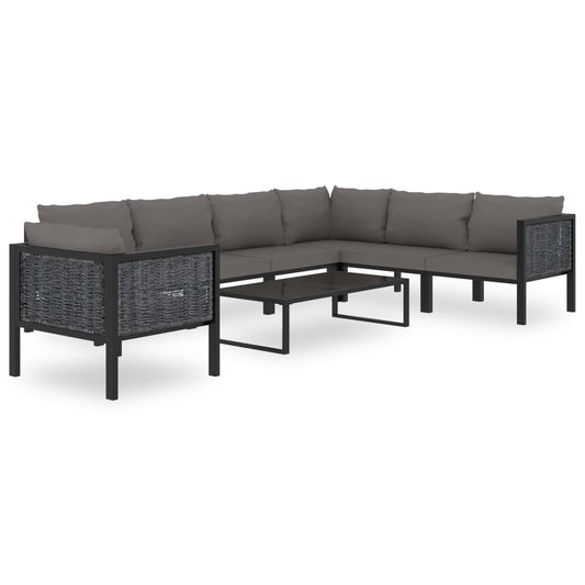Haveloungesæt 8 Dele Med Hynder Polyrattan Antracitgrå