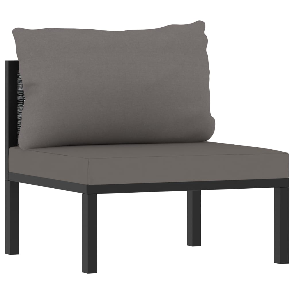 Haveloungesæt 6 Dele Med Hynde Polyrattan Antracitgrå - Billede 9